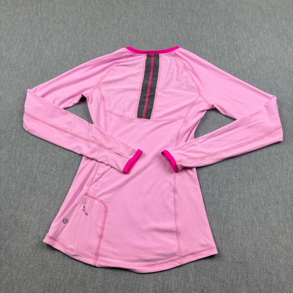 Lululemon Shirt Womens 2 Heathered Pink Pace Pusher Long Sleeve Athletic Yoga - Picture 12 of 13